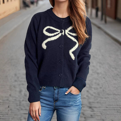 Damen Strickjacke Kuschelig Schleifenmotiv Eveloria