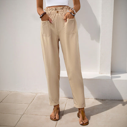 Damen Chinohose Elastischer Bund Praktische Taschen Eveloria