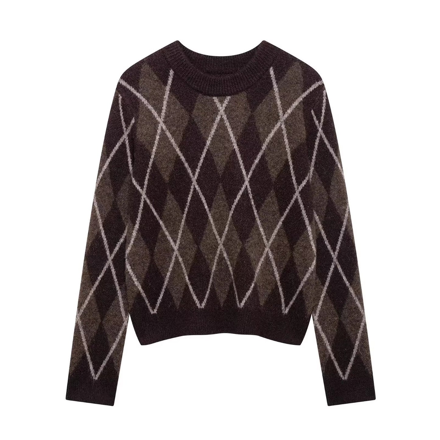 Damen Strickpullover Klassisches Rautenmuster Eveloria