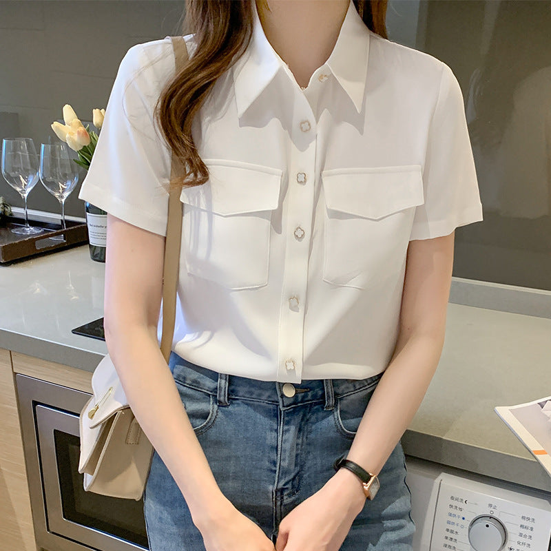 Damen Bluse mit Schulterklappen und Taschen Eveloria