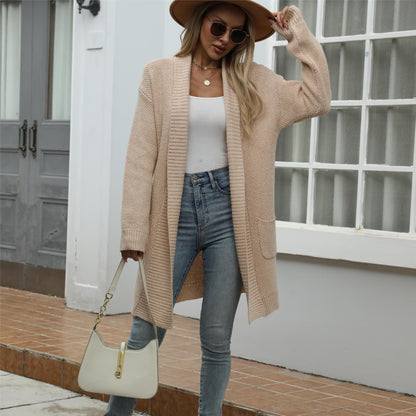 Damen Strickcardigan Offener Schnitt Modernes Muster