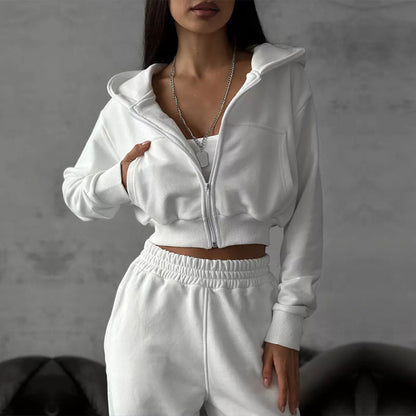 Damen Sportliche Hoodie Jogginghose Set Baumwolle