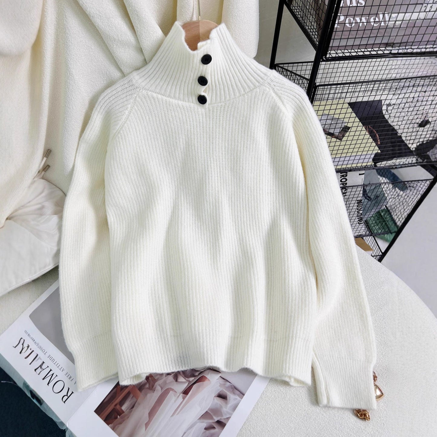 Damen Rollkragenpullover Weiches Strickmaterial Warm Eveloria - Eveloria
