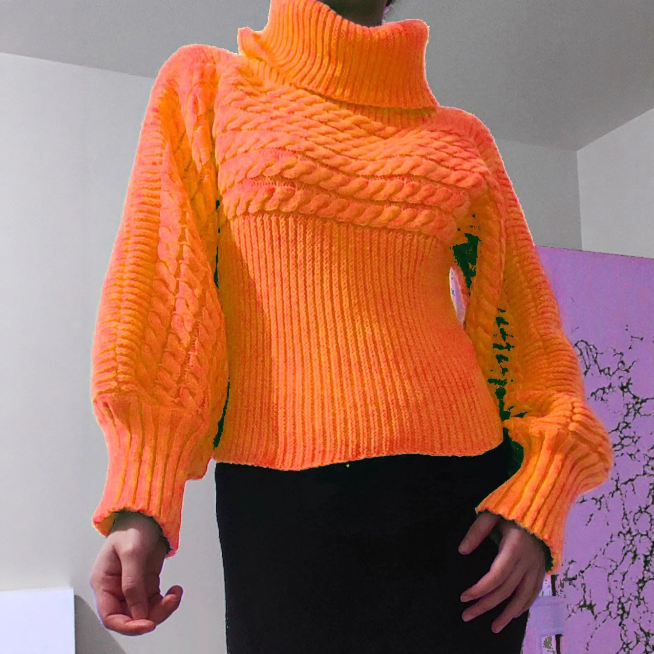 Damen Strickpullover Rollkragen Strukturiert Eveloria - Eveloria
