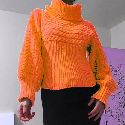 Damen Strickpullover Rollkragen Strukturiert Eveloria - Eveloria
