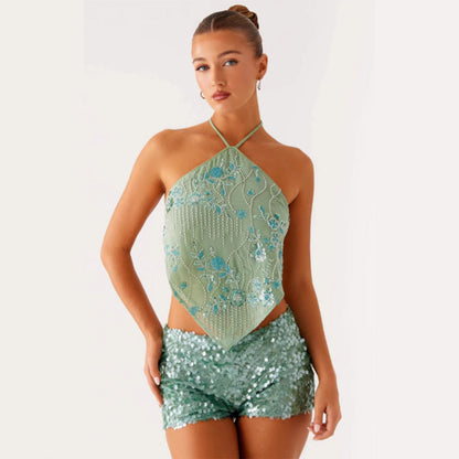 Damen Floralmuster Glitzerdetails - Eveloria