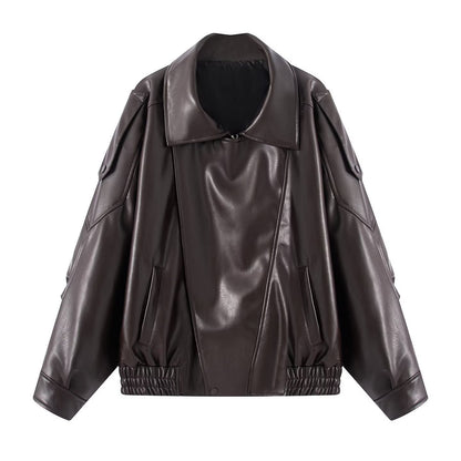 Damen Kunstlederjacke Innovatives Design Praktische Taschen