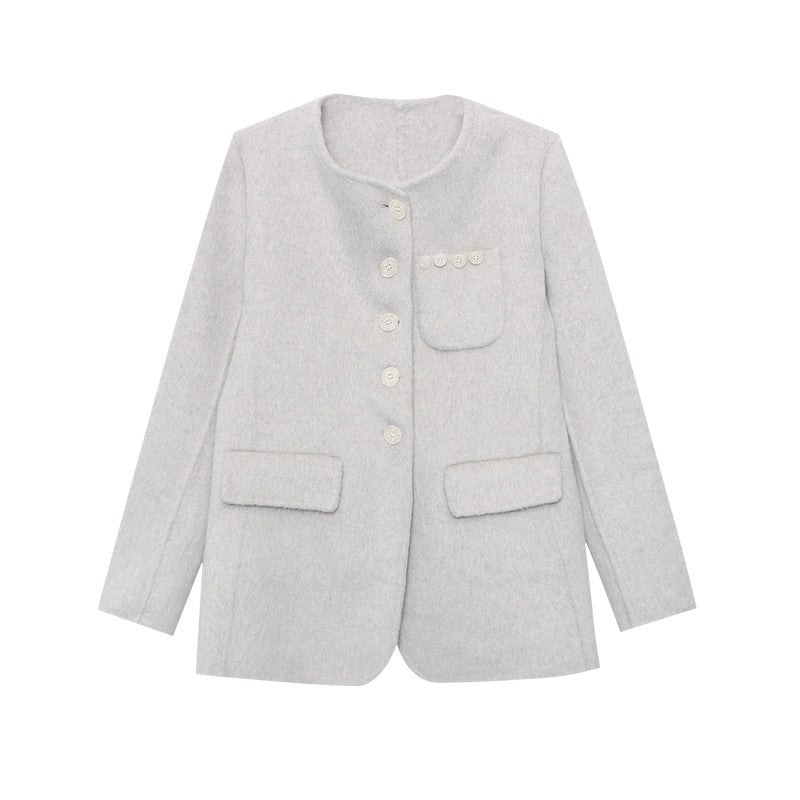 Damen Blazer aus Wolle mit Taschen und Knöpfen Eveloria