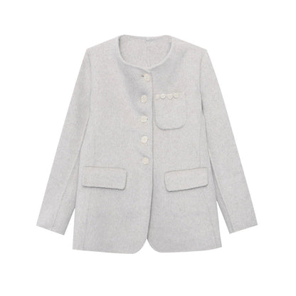 Damen Blazer aus Wolle mit Taschen und Knöpfen Eveloria