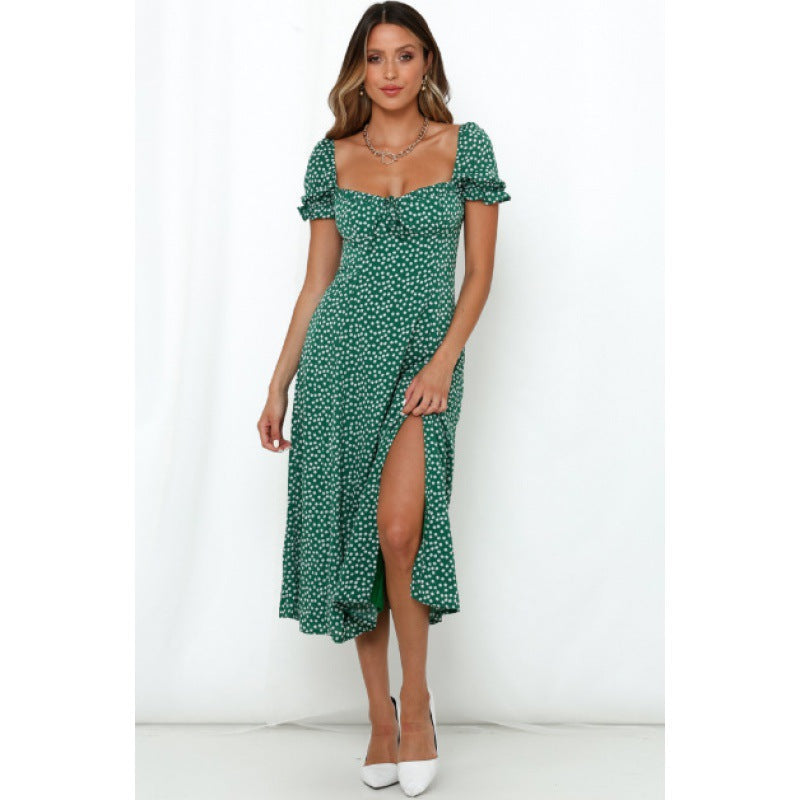 Damen Midi-Kleid Blumenmuster Seitenschlitz Eveloria - Eveloria