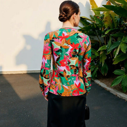 Damen Bluse Floralmuster Weiches Jersey