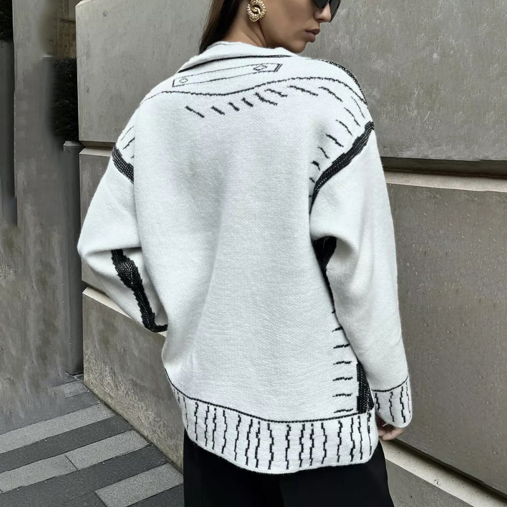 Damen Strickjacke Grafisches Muster Eveloria