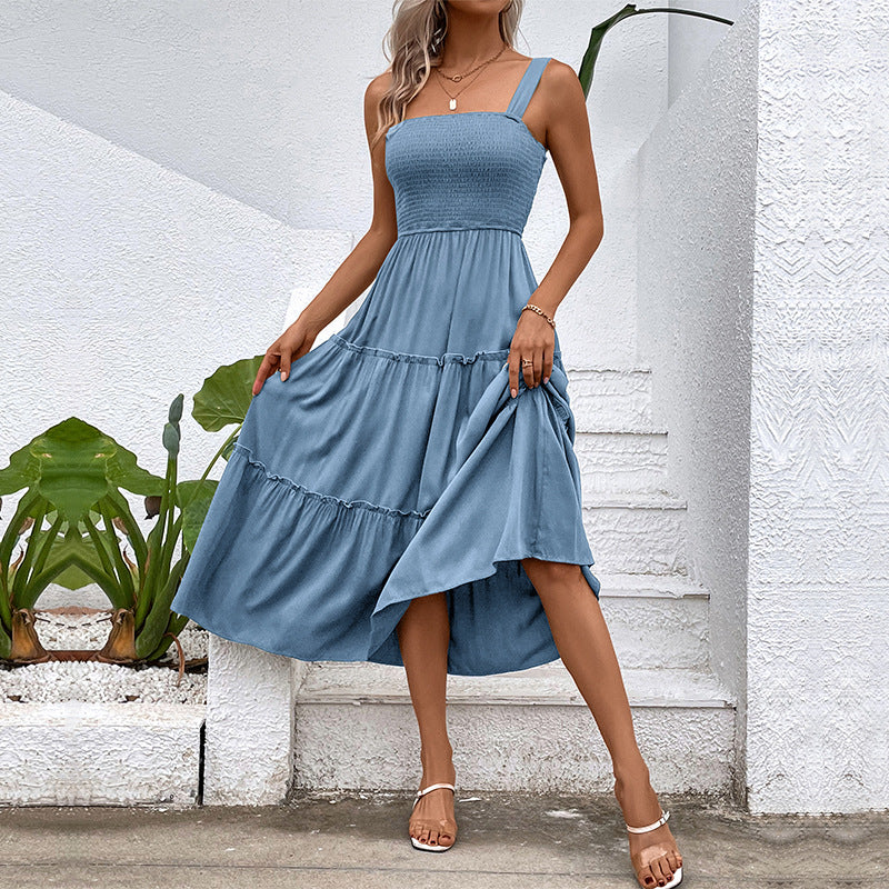 Damen Midikleid Luftige Rüschung Taillierter Schnitt Eveloria