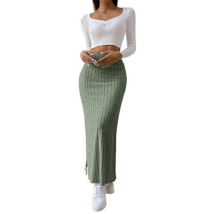 Damen Maxirock Rippendesign Seidenähnlich