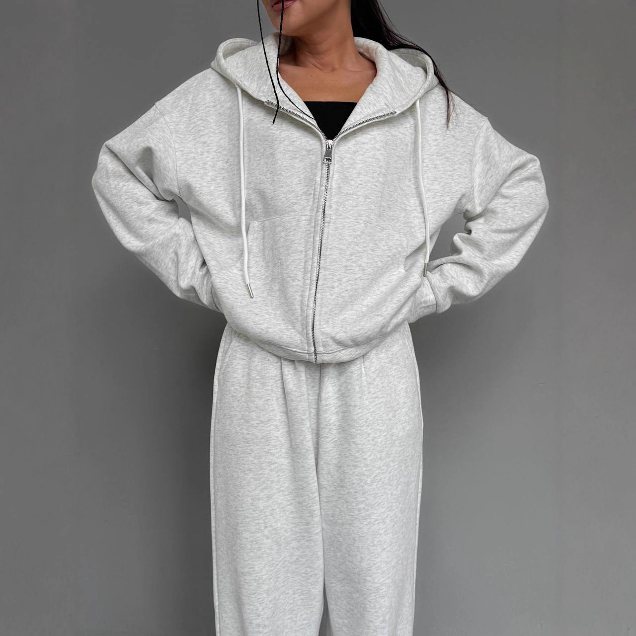 Damen Hoodie-Jumpsuit Lässig Reißverschluss Eveloria