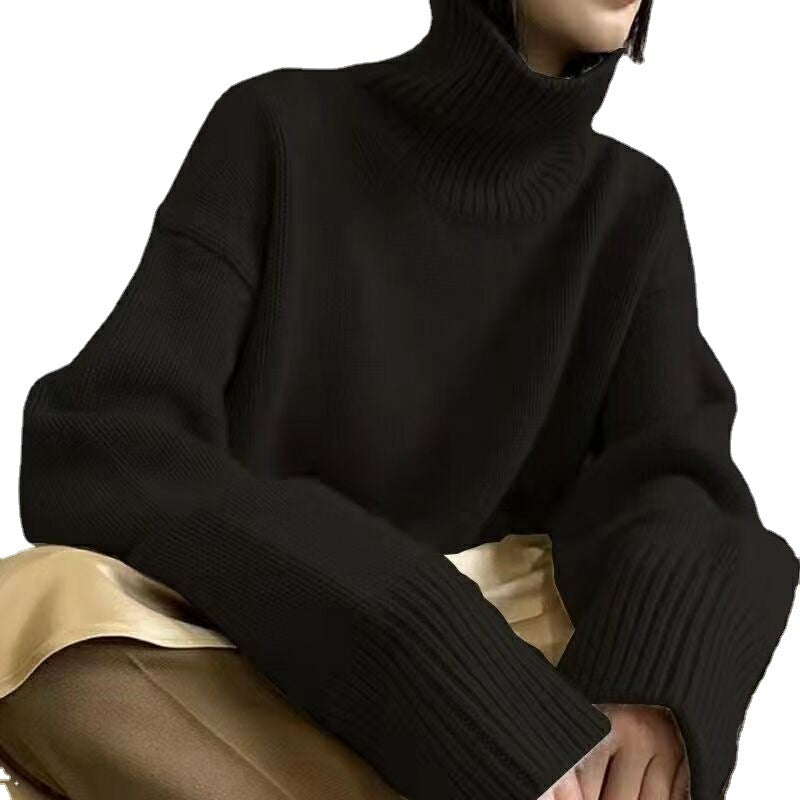Damen Oversized Rollkragenpullover Strukturiertes Muster Eveloria