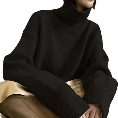 Damen Oversized Rollkragenpullover Strukturiertes Muster Eveloria