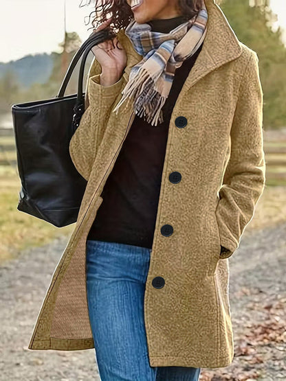 Damen Wollmantel Elegantes Design mit Kragen und Taschen