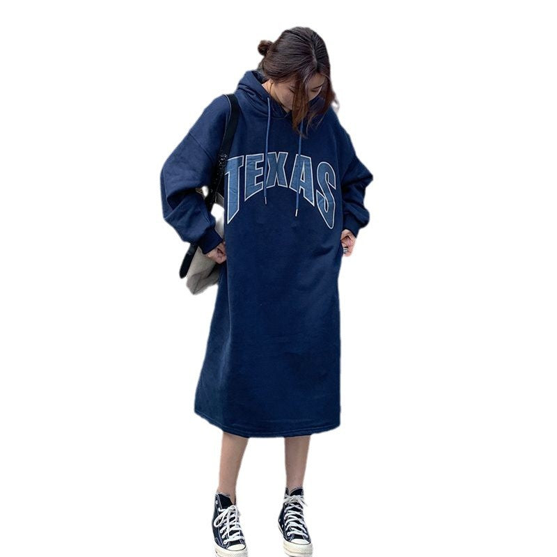 Damen Hoodie-Kleid mit Aufdruck und Schlitzen Eveloria