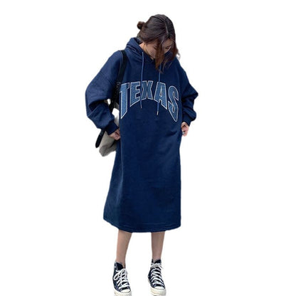 Damen Hoodie-Kleid mit Aufdruck und Schlitzen Eveloria