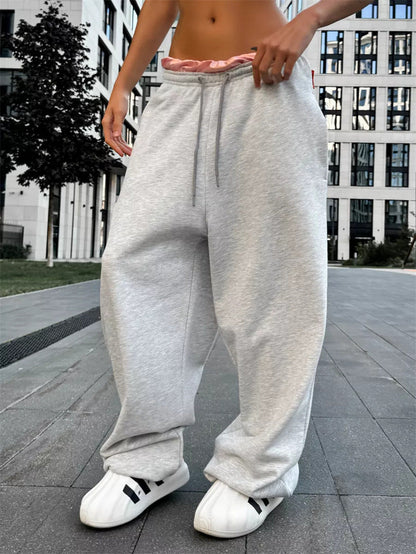 Damen Sweatpants Hochbund mit Taschen Bequem