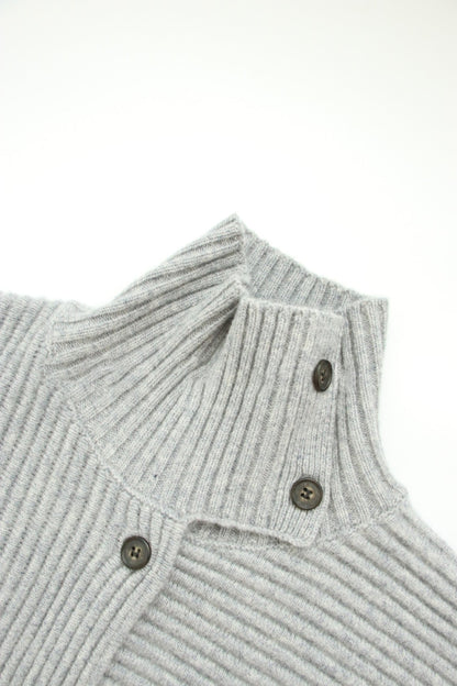 Damen Strickjacke Relaxed mit hohem Kragen und Knöpfen