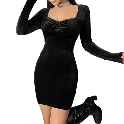Damen Minikleid mit Raffung Quadratischer Ausschnitt Eveloria