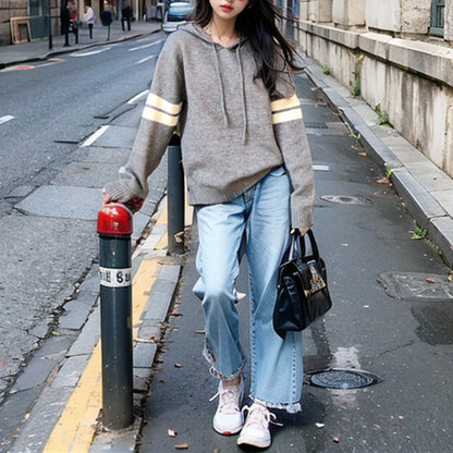 Damen Kapuzenpullover mit Streifen Eveloria