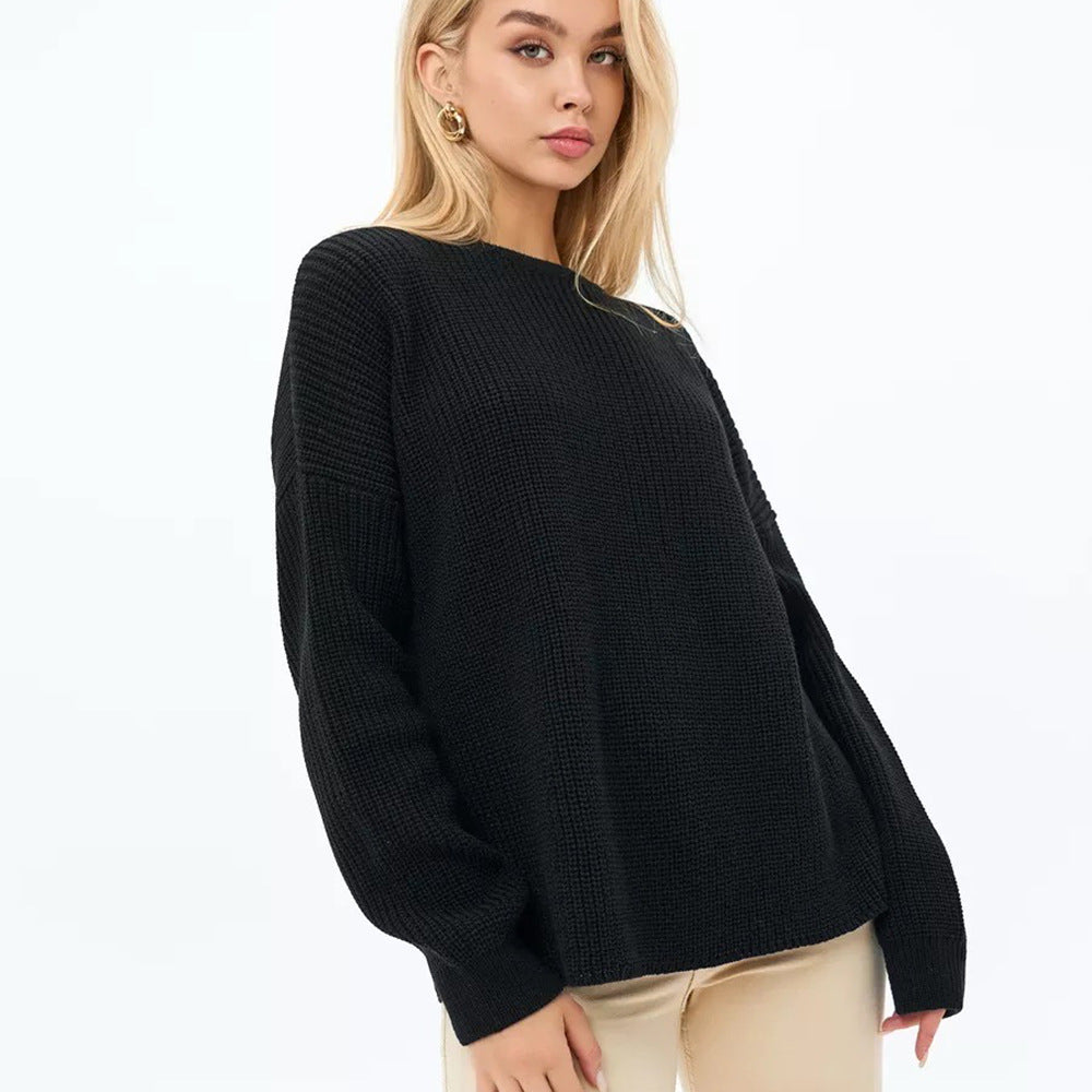 Damen Grobstrickpullover Lockerer Pullover Strukturiertes Design
