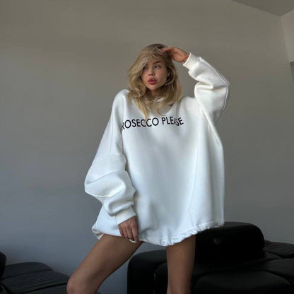 Damen Oversized Hoodie Lässig mit Kordelzug und Rippbündchen