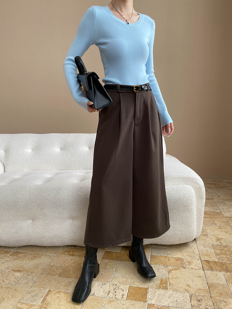 Damen Rippenshirt Figurbetont Rundhalsausschnitt Langarm Eveloria