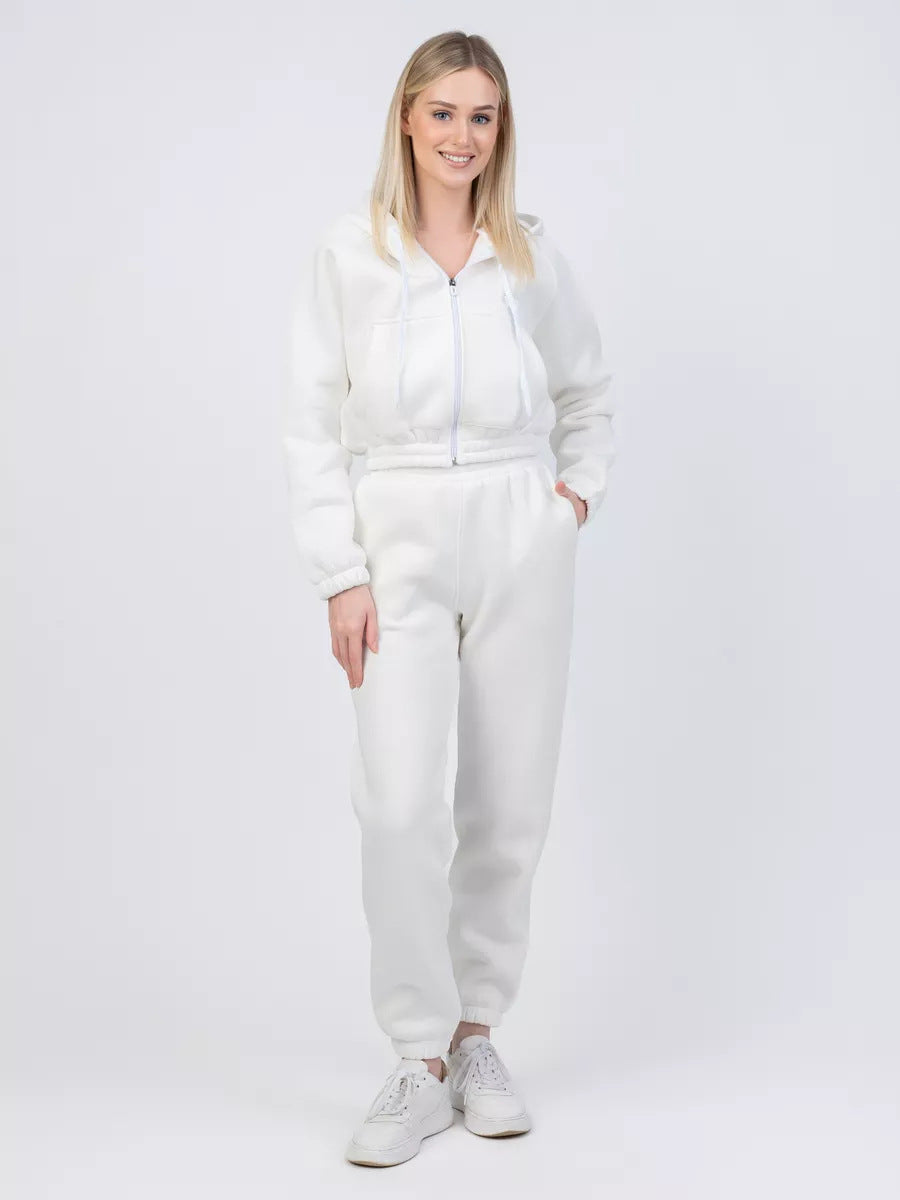 Damen Fleece-Set Jogginghose Pullover Elastisch Eveloria