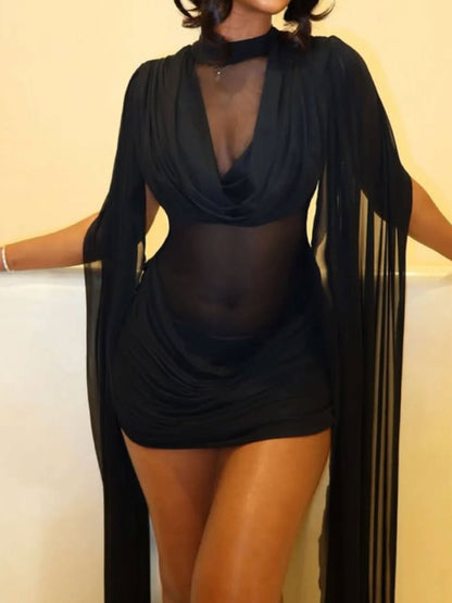 Damen Wickelkleid aus Fließseide mit edlen Drapierungen