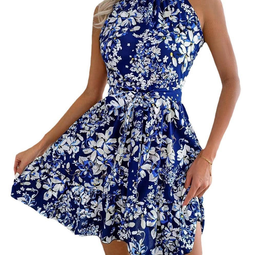 Damen Neckholder-Kleid Florales Design Eveloria