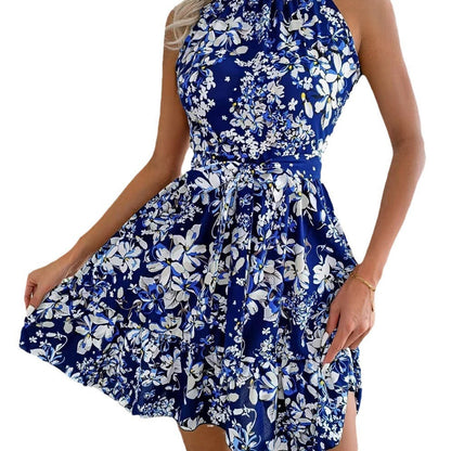 Damen Neckholder-Kleid Florales Design Eveloria
