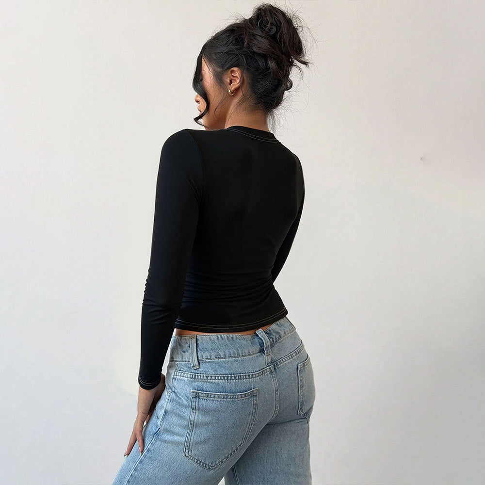 Damen Langarmshirt mit Bindungsdetail und einzigartigem Design