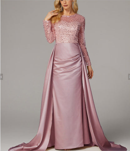 Damen Abendkleid Glitzer Oberteil Fließender Rock Eveloria