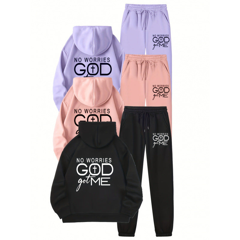 Damen Sportset Hoodie Jogginghosen Set mit Motiv Eveloria