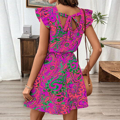 Damen Minikleid Rüschendetails Floralmuster Eveloria