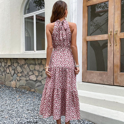 Damen Maxikleid Florale Rüschen Taillengürtel Eveloria
