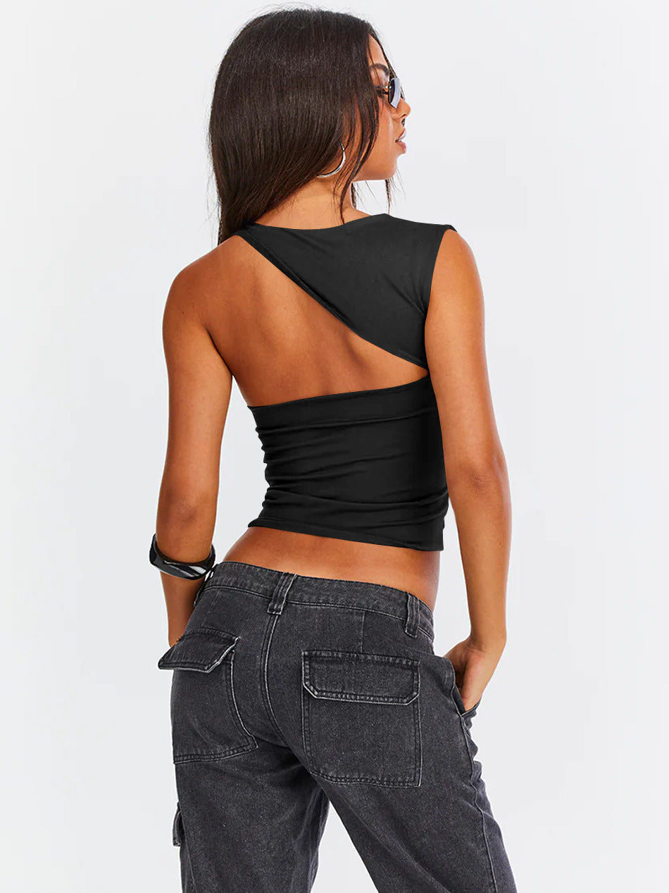 Odilia Damen Tanktop Ein-Schulter-Ausschnitt Chic