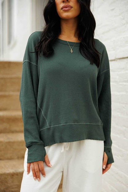 Damen Rippstrickpullover Lässig Eveloria