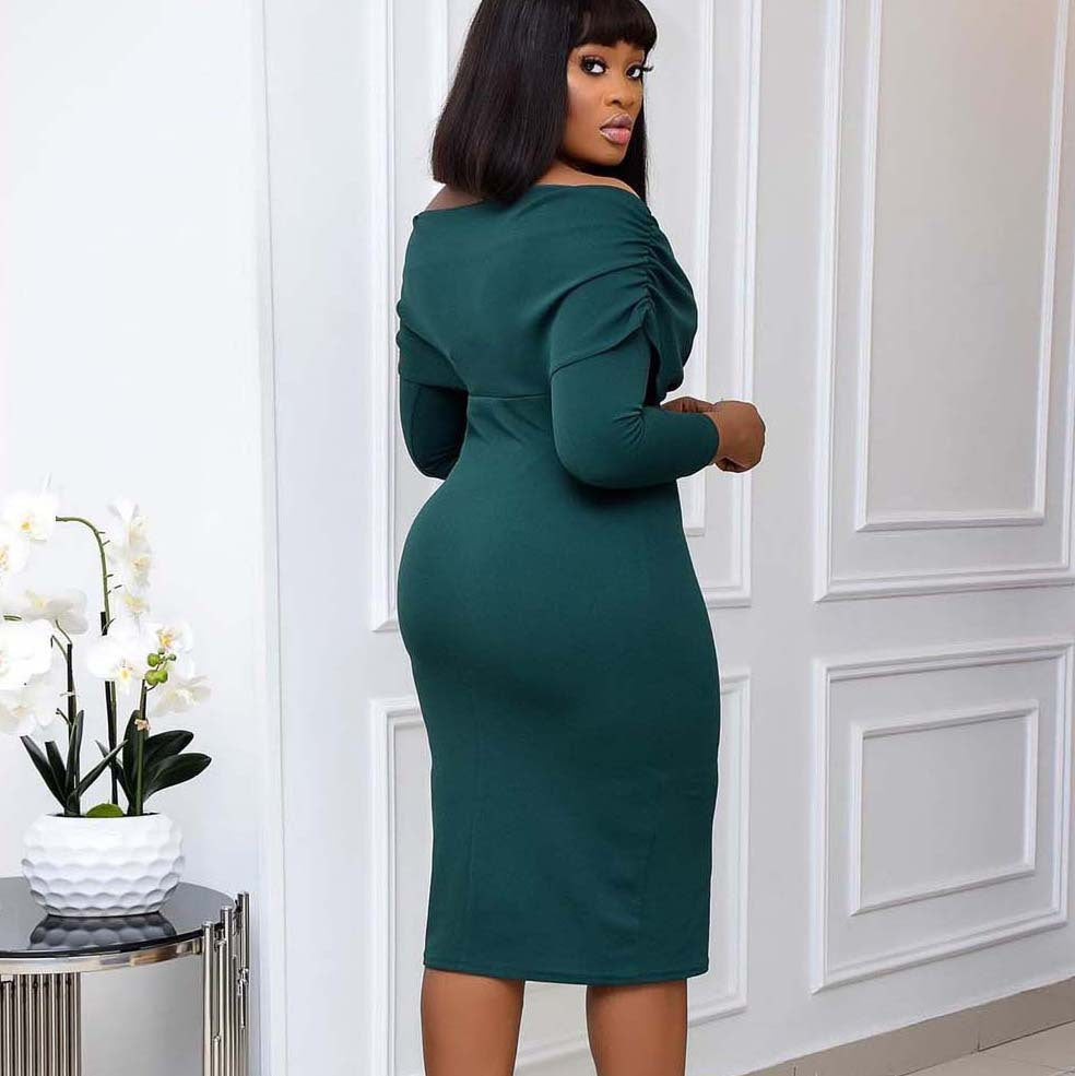 Damen Cocktailkleid Off-Shoulder Rüschendetails Eveloria