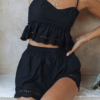 Damen Crop- und Shorts Set Eveloria
