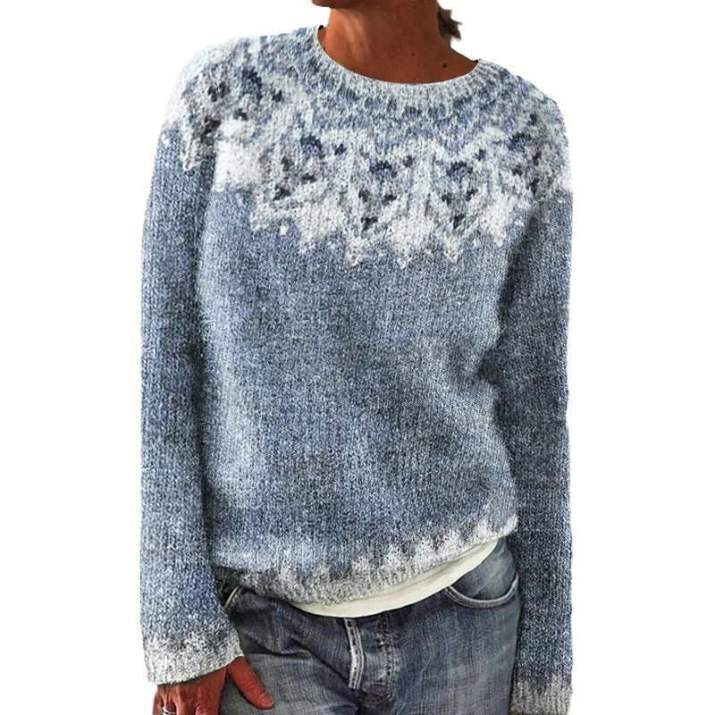 Damen Pullover Nordisches Muster Gemütlich Merino