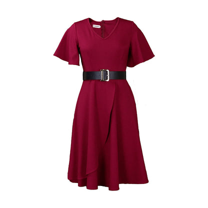 Damen Wickelkleid Weiter Rock Eleganter Taillengürtel Eveloria