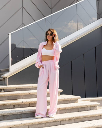 Damen Lounge-Set Weites Oberteil Bequeme Hose Entspannt Eveloria