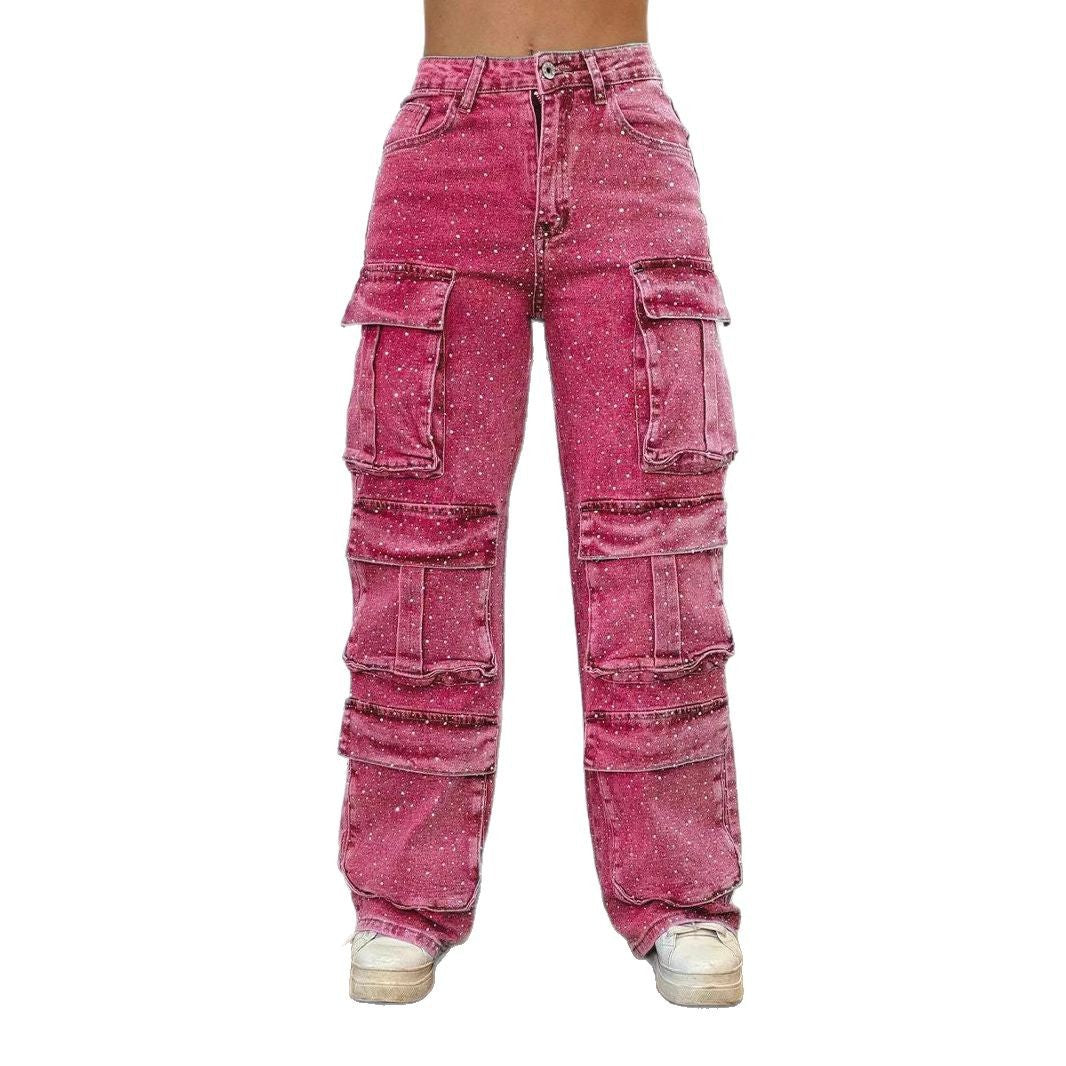 Damen Cargo-Hose Trendige Taschen Moderner Wasch-Effekt Eveloria