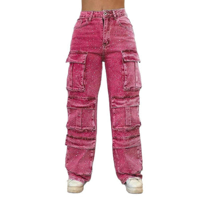 Damen Cargo-Hose Trendige Taschen Moderner Wasch-Effekt Eveloria