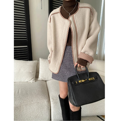 Damen Teddyjacke Lässig mit Taschen Braun